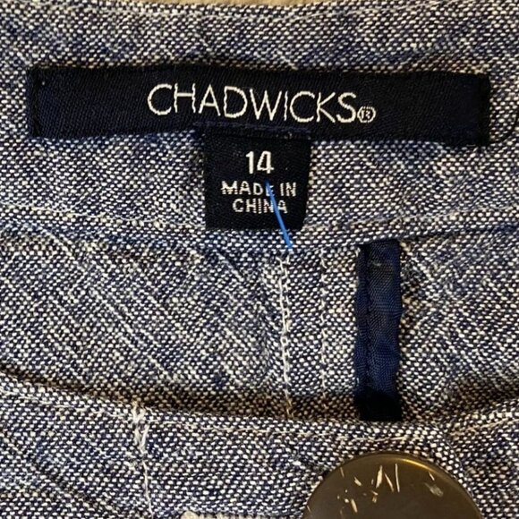 Chadwick's Women's Blazer Jacket Size 14 Linen Blend Blue Heather Button-Front - Picture 3 of 11
